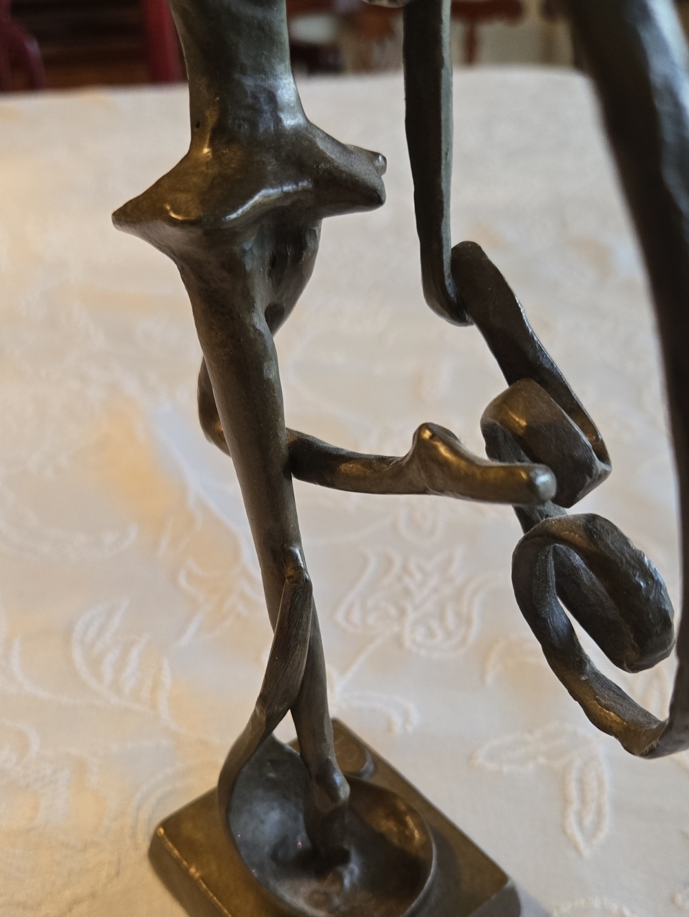 Bronze Brutalist Ballerina Signed 13" X 5" X 2.5" - Picture 10 of 10